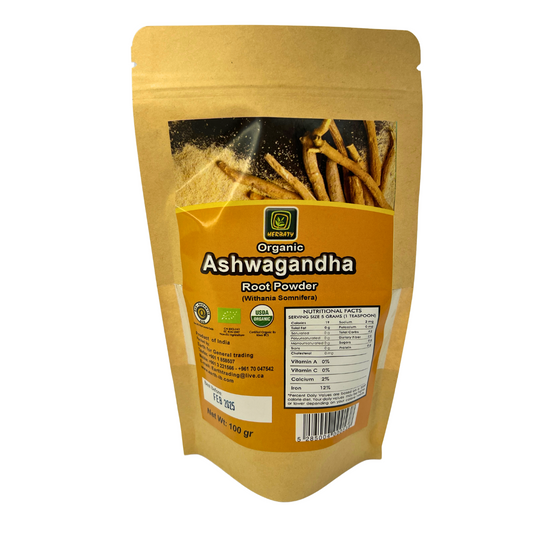 Organic Ashwagandha Root Powder - Withania Somnifera - Pure Herbal Supplement for Stress Relief and Vitality