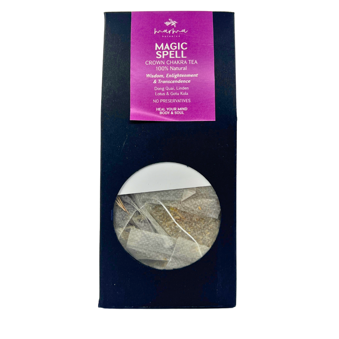 Magic Spell Crown Chakra Tea - Enlightening Herbal Blend for Wisdom & Transcendence - 15 Pyramid Sachets
