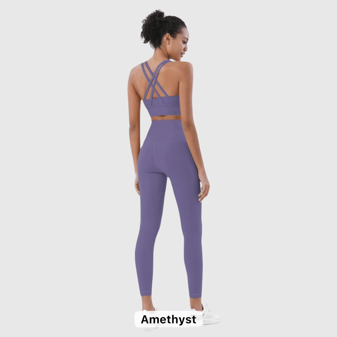 Get Active in Style: High-Waisted Spandex Leggings & Sports Bra Set! 🔥