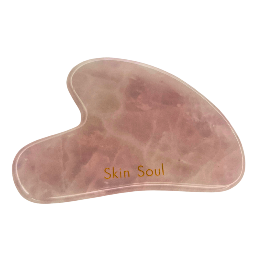 Skin Soul Rose Quartz Facial Therapy Set - Rejuvenating Roller & Gua Sha Stone