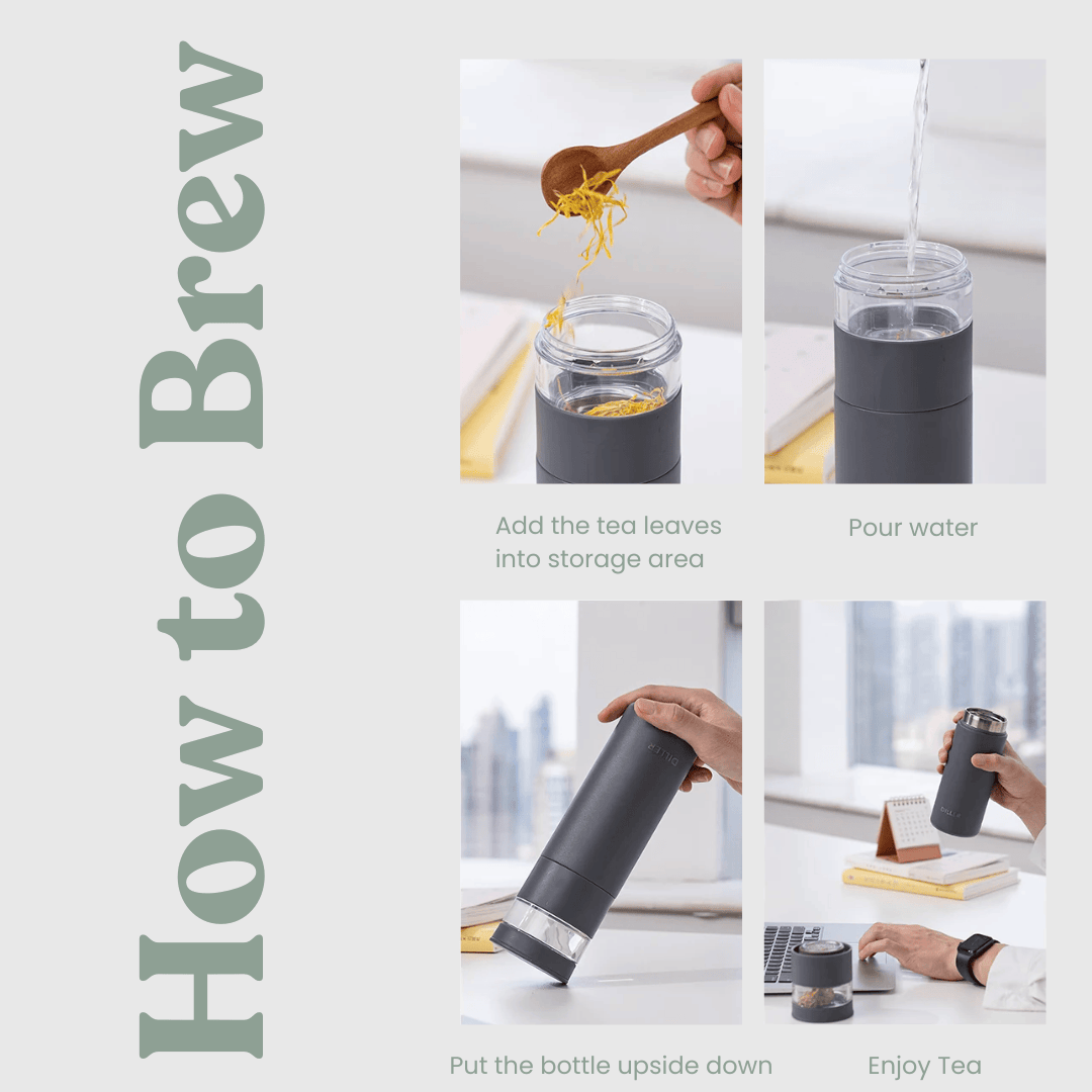 How to use Minimalist Thermal Flask in Green with Built-In Tea Infuser